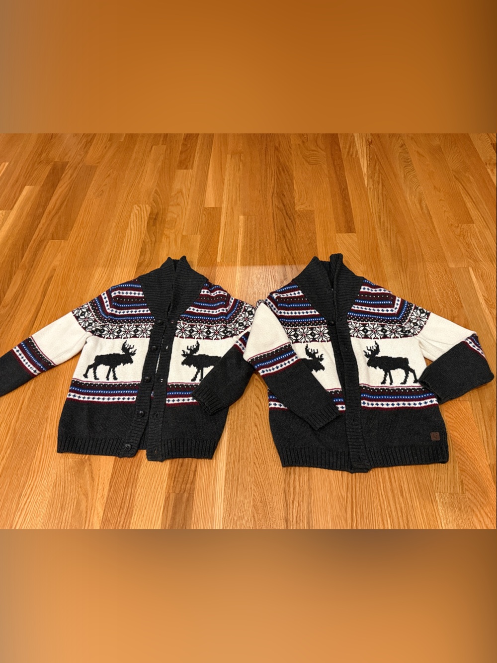 Kids boys size 6 Janie and Jack Black, Cream & Navy Moose Knit Cardigan set of 2